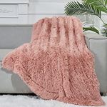 GONAAP Faux Fur Throw Blanket Super Soft Cozy Plush Fuzzy Shaggy Blanket for Couch Sofa Bed (Pink, Throw(50"x60"))