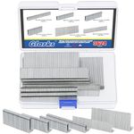 Glarks 3624Pcs 18 Gauge Narrow Crown Staples, 4 Sizes Galvanized Crown Narrow Staples Assortment Kit and 1 inch, 2 inchBrad Nails for Electric Stapler, Pneumatic, DIY Home Improvement (Silver)