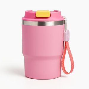 YELONA Stainless Steel 480 ML Double Wall Insulated Travel Coffee Tumbler Mug Sipper Thermos with 2in1 Flip Up Leak Proof - (Blush Pink)