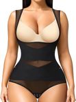 Briafinz Women Shapewear for Tummy Control Sculpting Bodysuits Mid-Thigh Full Body Shapwear for Butt Lifter and Thigh Slimmer (ED021_Black_XL)