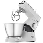 Kenwood Titanium Chef Baker, Kitchen Machine with K-Whisk, Stand Mixer with Kneading Hook, Whisk and 5L Bowl, KVC65.001WH, Power 1400W, White