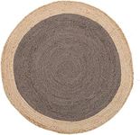 Round Jute Natural Rug Charcoal 120