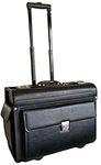 Large Wheeled Laptop Pilot Case in Grained Faux Leather Rolling Briefcase Business Bag on Wheels