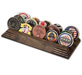 3 Row Challenge Coin Holder - Military Coin Display Stand - Amazing Military Challenge Coin Holder - Holds 14-19 Coins 3 Rows (Solid Walnut)