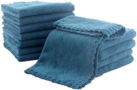 12 Pack Baby Washcloths - Extra Absorbent and Soft Wash Clothes for Newborns, Infants and Toddlers - Suitable for Baby Skin and New Born - Microfiber Coral Fleece 12x12 Inches, Ocean Aquamarine