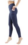 90 Degree By Reflex Power Flex Yoga Pants - High Waist Squat Proof Ankle Leggings with Pockets for Women - Catamaran Navy, Catamaran Navy, Large