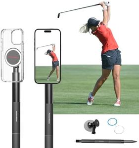 Golf Monopod Stick, Record Golf Swing with Magnetic Phone Holder, Adjustable Tripod with Spike Stake Golf Accessories Golf Swing Training, Compatible with Gopro Insta, Golf Train Aids