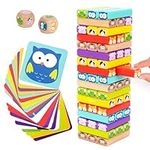 Nene Toys 4-in-1 Wooden Tumble Tower Game with Animals & Colors - Family Game for Kids Ages 3-9 - Cognitive Skills Booster, Educational Board Game for Children - Gift for Boys Girls 3+ years