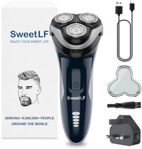 SweetLF Electric Razor for Men, 120 Min Shaving, Fast UK Adapter (1H Charging),100% Waterproof, Wet & Dry Rotary Shavers for Men with Pop-up Trimmer, LED Display, Dark Blue