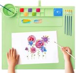 iArtker Silicone Painting Mat,20"×16" Craft Art Mat with Cup and Lid,Non Stick Silicone Sheet for Resin, DIY, Clay, Play Doh, Green