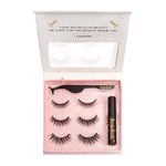 Layralash Magnetic False Eyelash Kit || Super Strong with Power of 10 Magnets || Waterproof Liquid EyeLiner || Simple & Coloured Eye Lashes || Reusable Lashes 3 Pairs with Applicator (Doll Pink)