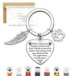 Fokelyi Dog Memorial Gifts, Dog Remembrance Keychain Stainless Steel Pet Memorial Dog Cat Keyring Angel with Paws with Paper Card Envelope for Loss Death of pet dog cat(Heart-shaped)