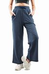 Imperative Women High Waist Regular Fit Cotton Flared Trackpant (M, Navy Melange)