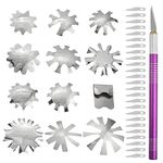 XINMEIWEN 12Pcs French Nail Trimmer Stainless Steel French Tip Cutters Smile Line Cutter Edge Manicure DIY Plate Module with Handle French Knife and 25 Spare Blade for Acrylic Nail (Silver)