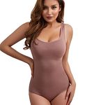 Briafinz Women Cotton Lycra High Compression Body Suit (ED009) (M, Brown)