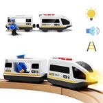 Tiny Land Train Toy, 2pcs Battery Wooden Train Compatible with Brio Fits Thomas Fits Ikea, Powerful Engine Train for Kids, Battery Operated Locomotive Train for Wooden Track(not included)