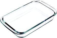 Phawta Glass Rectangular Baking Tray Serving Dish Bowl, Microwave & Oven Safe, Transparent (1000 ml)