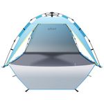 3-4 Person Instant Pop Up Automatic Beach Tent, Extra Large Portable Ventilated Sun Shelter with 3 expandable Door, Easy Setup Lightweight Sun Shade for Picnic,Beach,Garden