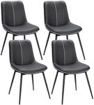 VASAGLE Leather Dining Chairs Set of 4, Comfortable Upholstered Seat Dining Room Chairs with Swivel Leveling Feet, Curved Backrest Kitchen Chair for Living, Restaurant, Easy Assemble, Ink Black