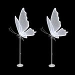 LG LOUIS GARDEN Butterfly Lamp, 3D Luminous Butterfly Floor Lighting Decoration, Wedding Birthday Party Background Ceiling Arrangement Props-2 Set, White Light, 140/55inch