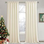 RYB HOME Ivory Velvet Curtains 120 inch, Thermal Insulated Elegent Window Treatement Super Soft Solid Drape Room Darkening Sound Dampening Privacy Shade for Bedroom Living Room, W52 x L120 inch, 2 Pcs