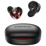 Monster Achieve 100 AirLinks Wireless Earbuds, True Wireless Earbuds Bluetooth Headphones, Earphones in-Ear Built-in Mic Headset, 24-Hour Playtime, Water Resistant Design for Sports, Black