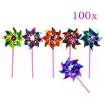 JZK 100x Waterproof foil windmills outdoor toys for children garden decoration ornament pinwheel spinners for kids birthday party favours giveaways thank you gift party bag filler