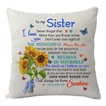 Sister Gifts Form Sister Brother,Inspirational Gift to My Sister Never Forget That I Love You Pillow Cover Pillowcase Funny Sisters Cushion Cover for Women Girls Birthday Christmas Graduation