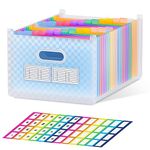 ThinkTex 26 Pockets Expanding File Folder, Upright & Open Top, A-Z Colorful Tabs, Larger Capacity Accordion‌ Folder, Teacher Supplies - Blue