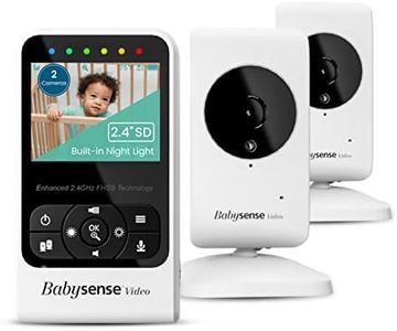 Babysense New Video Baby Monitor with Camera and Audio, Supplied with Two Cameras, Long Range, Room Temperature, Infrared Night Vision, Two Way Talk Back, Lullabies and White Noise, Model V24R_2