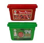 UMAI Korean Gochujang Chilli Paste 500g & Korean Ssamjang Paste 500g | Provides Umami-Rich Sweet Heat | Pack of 2 | Korean Hot Chilli | Spicy Red Chilli Pepper & doenjang Paste | Product of Korea