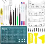 Swpeet 31Pcs Precision Craft Weeding Tools for Vinyl Weeding, Including T-Shirt Alignment Rules, Hook Weeder, Sewing Mark Pencil, Scraper for Sewing, DIY Art Work Cutting, Hobby, Scrapbook