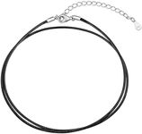 U7 Black Cord Necklace Rope Necklace for Women - 1MM Leather Necklaces Cord for Women with Clasp, Necklace Cords for Pendants, 26 Inch