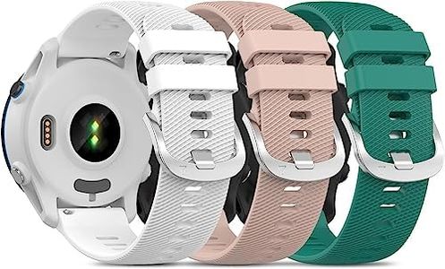 Fleshy Leaf Bands Watch Band (3 Pack) for Garmin Venu 2 Plus/Venu sq/Vivomove 3S/Vivoactive 4S/Forerunner 245/245 Music/645/645 Music, 20mm Silicone cross grain Sport Watch Bands Quick Release Straps for Garmin (Pink+Green+White)