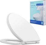 Hibbent Premium One Click Round Toilet Seat with Cover(Oval), Easy Installation and Quick-Release for Easy Cleaning, Stable Hinge Design to prevent shifting, Soft Closed- White Color (Round)