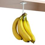 Gadjit Banana Hook/Hanger (White) - Under Cabinet Hook to Hang a Bunch of Bananas. Folds Up Out of Sight When Not in Use. Mounting Adhesive Included. Hanging Bananas Prevents Bruising