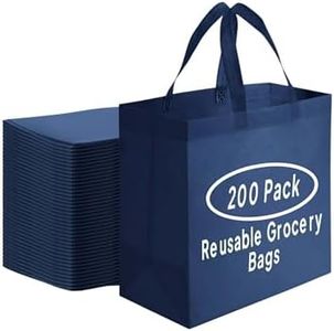 Simply Cool 200 Pack Old Navy Reusable Eco-Friendly Large Grocery Shopping Bags 14.5"x14"x6.6" Durable Recyclable Washable Foldable Portable Tote Bags Bulk