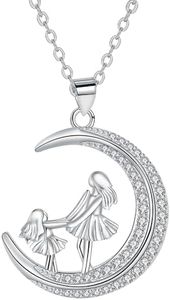 Hifeeled Collar Madre e Hija Plata de Ley 925 Collar Luna Mujer,Original Joyas Regalo para Hija Esposa Madre