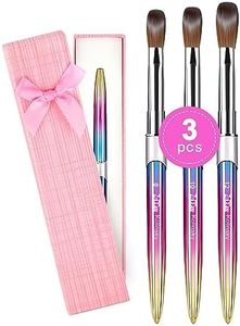 3Pcs Acrylic Nail Brush - Size #8#10#12-100% Kolinsky Nail Brushes for Acrylic Application (Gradient)