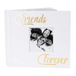 Modern White Friends Forever Photo Album with Gold Foil Text - Holds 80 4x6 Pictures - Gift Idea for Special Friends by Happy Homewares