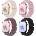 Mastten 4 Pack Solo Loop Braided Straps Compatible with Apple Watch Straps 42mm 41mm 40mm 38mm for Women Men, Stretchy Strap Elastic Sport Band for iWatch SE 10 9 8 7 6 5 4 3 2 1 Ultra