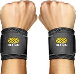 BLITZU 2 Pack Wrist Compression Strap and Wrist Brace. Sport Wrist Wraps Support for Women Men. Great For Work Out, Weightlifting, Tendonitis, Carpal Tunnel Arthritis, Pain Relief, Adjustable.