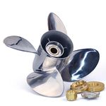 CAPTAIN 4 Blades Stainless Steel Boat Propeller fit Mercury, 13 Diameter x 19 Pitch, 15 Spline Tooth Outboard Engines Motor Prop, OEM RH Propellers for 40 50 70 Force 75 80 90 100 115 125 140 HP