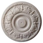 Plaster Ceiling Rose Victorian Floral Leaf 18" 460mm Inc Adhesive & Fixing Kit