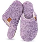 EverFoams Women's Slip-on Slippers Cozy Soft Fuzzy Faux Alpaca Shearling Memory Foam Lightweight Indoor Non-slip House Shoes Purple, 9-10 US