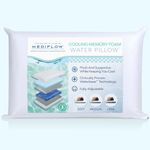 Mediflow Cooling Gel Memory Foam Water Pillow - Adjustable Pillow for Neck Pain Relief, Pillow for Side, Back, and Stomach Sleepers, Cooling Bed Pillows for Sleeping (1 Pillow)