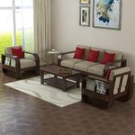 NATRAJ ART & CRAFT Sheesham Wood 5 Seater Sofa Set Without Coffee Table for Living Room | Sofa Set for Living Room Furniture (3+1+1)