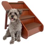 PetSafe Solvit Folding Wood Pet Steps, Carpet Covers Keep Your Dog or Cat from Slipping, Safety Tested for Durability, Simple to Store