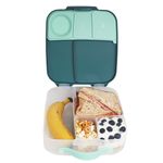 b.box Lunch Box for Kids: Jumbo Bento Box with 4 Compartments (2 Leak Proof), Removable Divider, Gel Cold Pack. for Big Eaters Ages 3+. School Supplies (Emerald Forest, 8½ Cup Capacity)