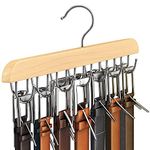 Resovo Belt Hanger for Closet, Sturdy Wood Belt Rack Closet Accessories with 14 Hooks Belt Organizer for Closet Organizers and Storage Max 42 Belts-Wood 1 Pack